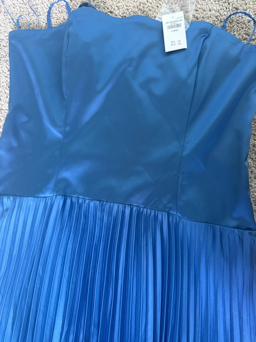 Abercrombie & Fitch NWT Strapless Satin Pleated Maxi Dress - Blue